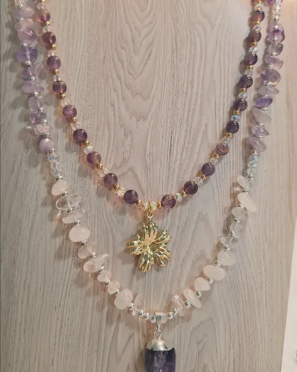 Collar amatista y cuarzo