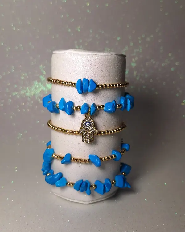 Pulseras turquesa con mano de Fátima