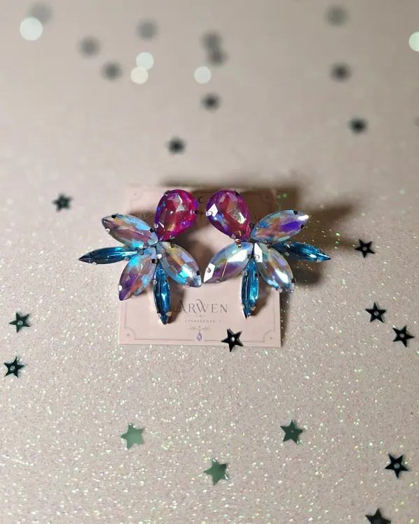 Aros flor de cristal en colores